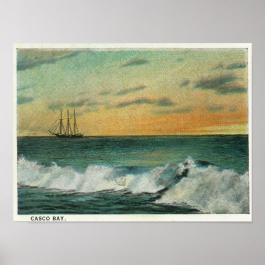 Casco Bay, MaineShip in the Bay at Sunrise ポスター (正面)
