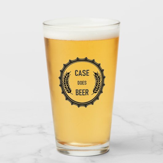 Case Does Beer: Pint Glass；透明ブラックロゴ タンブラーグラス (ドリンク正面)