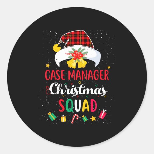 Case Manager Christmas Squad Santa Hat Matching Pr ラウンドシール (正面)