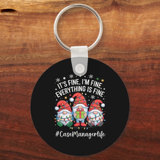 Case Manager Gnome Everything Is Fine Funny Christ キーホルダー (正面)