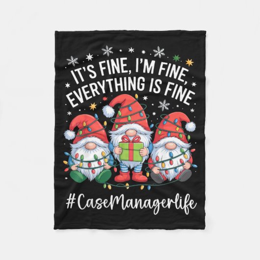 Case Manager Gnome Everything Is Fine Funny Christ フリースブランケット (正面)