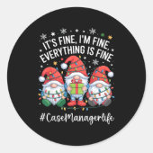 Case Manager Gnome Everything Is Fine Funny Christ ラウンドシール (正面)