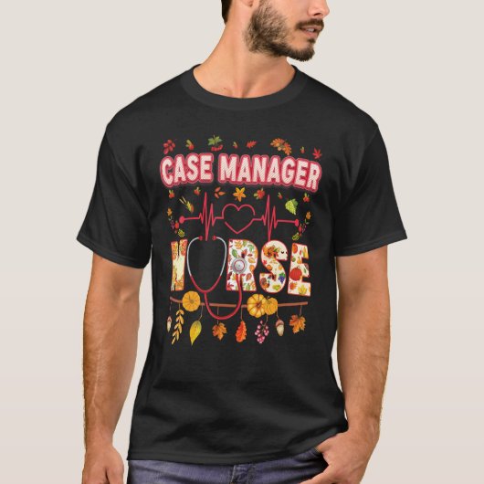 Case Manager Nurse Thankful Thanksgiving Heartbeat Tシャツ (正面)