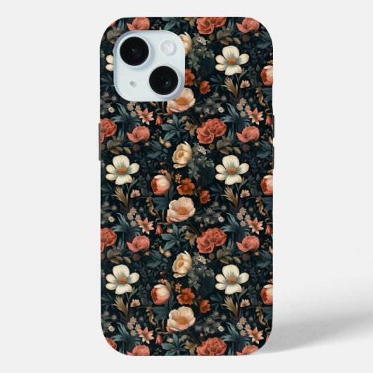 Case-MateタフApple iPhone 15ケース、フローラ Case-Mate iPhoneケース (裏面)
