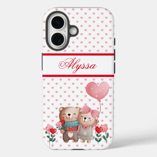 Case-Mate バレンタイン テディベアのカップル ラブ iPhoneケース (裏面)
