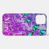 CASE MATEIPHONEケース青レース名前をカスタムする Case-Mate iPhoneケース (裏面 (横))