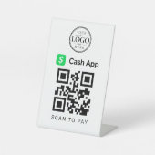 Cash Appスキャンで支払うテーブルディスプレイ 台座サイン (正面)