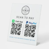 Cash App Paypal スキャン決済 テーブルディスプレイ 台座サイン (正面)