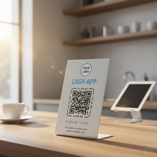 Cash App QRコード決済スキャンで支払うビジネス用ロゴ 台座サイン