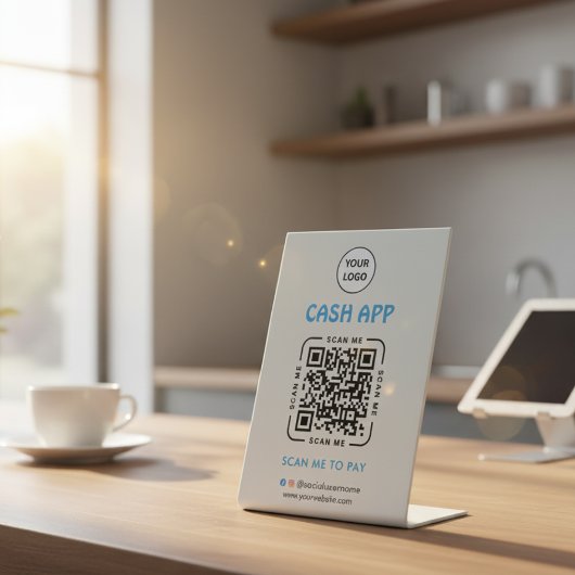 Cash App QRコード決済スキャンで支払うビジネス用ロゴ 台座サイン