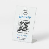 Cash App QRコード決済スキャンで支払うビジネス用ロゴ 台座サイン (正面)