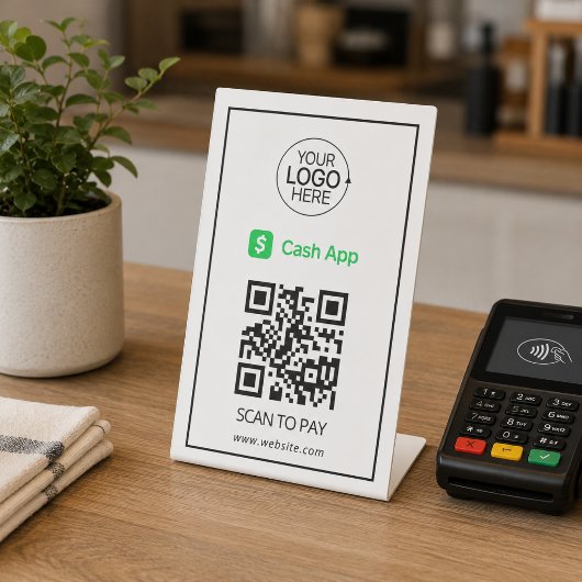 Cash App QRコード決済 ロゴ入り 非接触型 台座サイン
