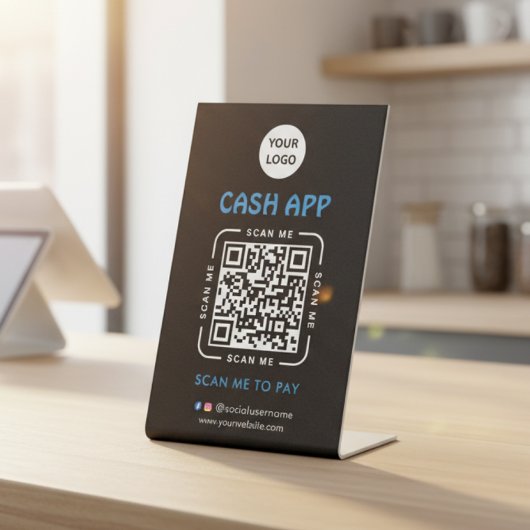 Cash app QRコード 支払いスキャンでお支払い ビジネスロゴ 台座サイン