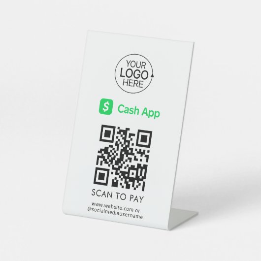 Cash App QR Code Contactless Payment Add Logo  台座サイン (正面)