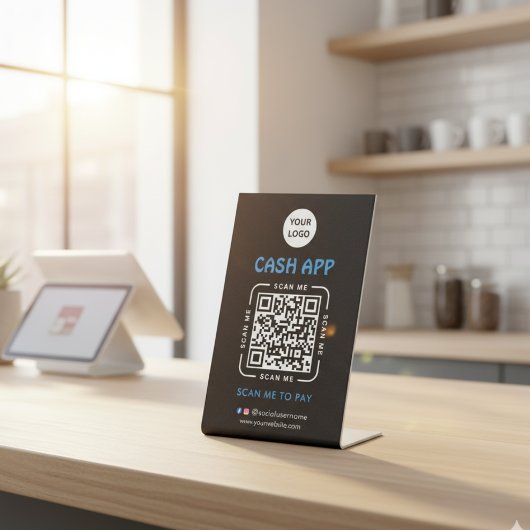 Cash app QR Code Payment Scan to Pay Business Logo 台座サイン