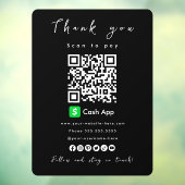 Cash App QR Code Scan to Pay Black ウィンドウサイン (シート3)