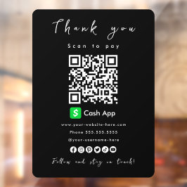 Cash App QR Code Scan to Pay Black ウィンドウサイン