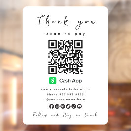 Cash App QR Code Scan to Pay White ウィンドウサイン