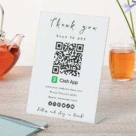 Cash App QR Code Scan to Pay White 台座サイン