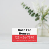 Cash For Houses 赤白電話番号 あなたのテキスト 名刺 (スタンド正面)