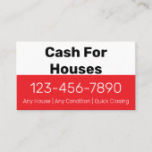 Cash For Houses 赤白電話番号 あなたのテキスト 名刺 (正面)