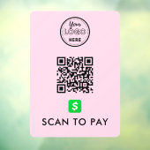 CashApp QRコードスキャンしてロゴモダンピンク ウィンドウサイン (シート3)