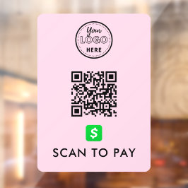 CashApp QRコードスキャンしてロゴモダンピンク ウィンドウサイン