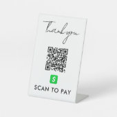 CashApp QRコードスキャンで白を支払うモダンありがとう 台座サイン (正面)
