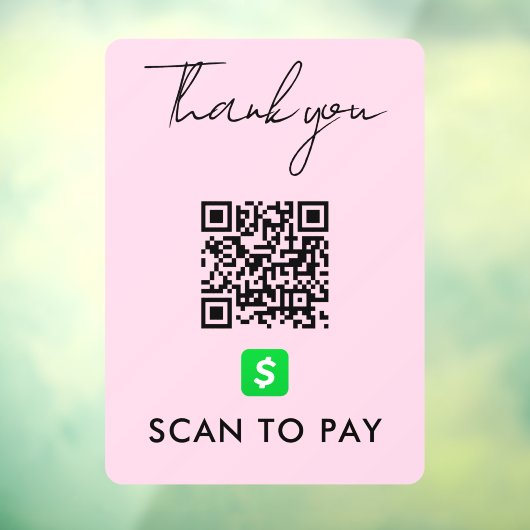 CashApp QRコードスキャンでPinkを支払うモダンありがとう ウィンドウサイン (シート3)