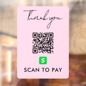 CashApp QRコードスキャンでPinkを支払うモダンありがとう ウィンドウサイン (シート2)