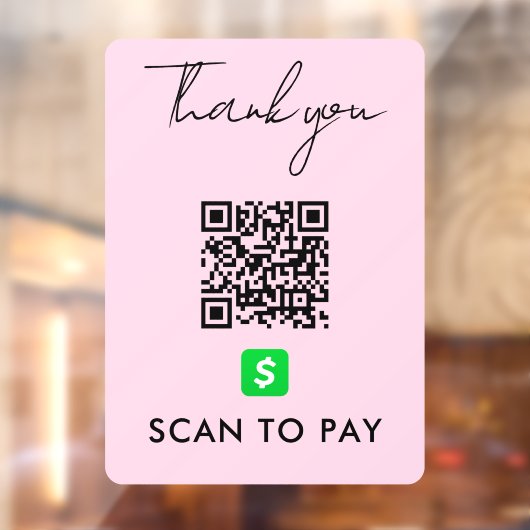 CashApp QRコードスキャンでPinkを支払うモダンありがとう ウィンドウサイン (シート2)