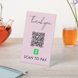 CashApp QRコードスキャンでPinkを支払うモダンありがとう 台座サイン