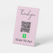 CashApp QRコードスキャンでPinkを支払うモダンありがとう 台座サイン (正面)