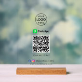 CashApp QRコード支払 |スキャンしてPay Business アクリルサイン (ニュートラル)