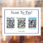 Cashapp Venmo & Paypalモバイル支払用ステッカー ウィンドウサイン (シート2)
