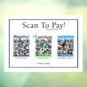Cashapp Venmo & Paypalモバイル支払用ステッカー ウィンドウサイン (シート3)