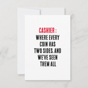 Cashierすべてのコインが2つの側面を持っている場所と私たちはv サンキューカード