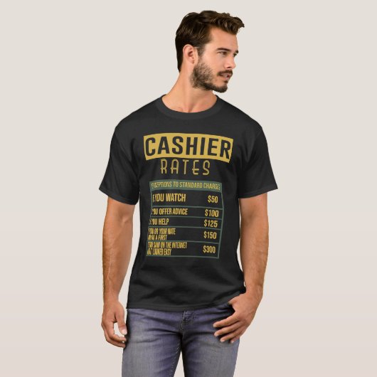 Cashier rates Profession career worker working quo Tシャツ (正面フル)