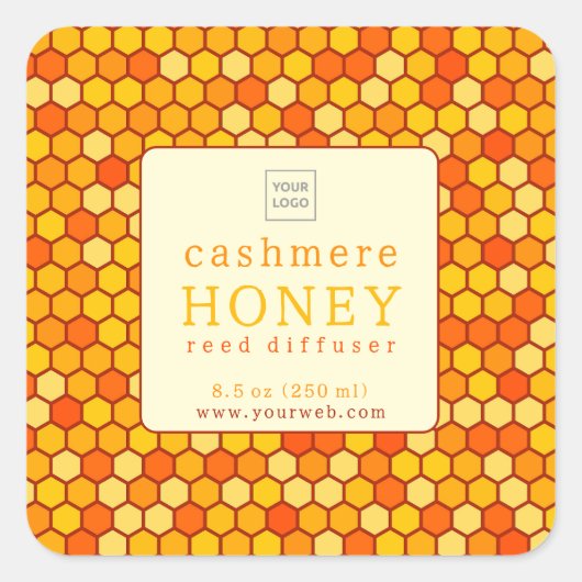 Cashmere Honey Reed Diffuser Label スクエアシール (正面)