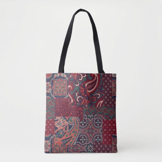 cashmere paisley silk fabric patchwork abstract vi トートバッグ (正面)