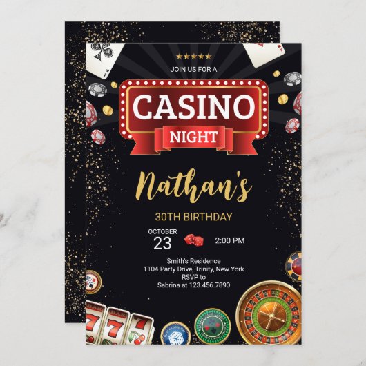 Casino Birthday 招待状 (正面/裏面)