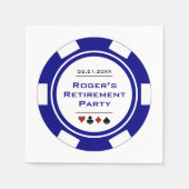 Casino Blue White Poker Chip Retirement Party スタンダードカクテルナプキン (正面)