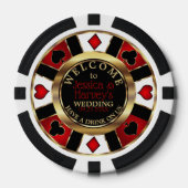 Casino Chip 結婚's – ドリンクをオンUs - Red ポーカーチップ (正面)