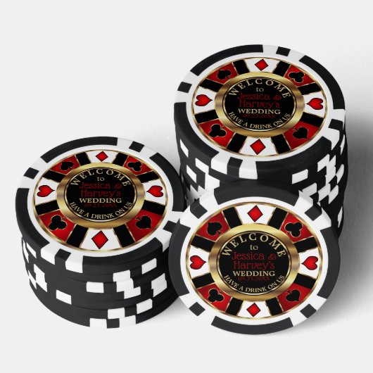 Casino Chip 結婚's – ドリンクをオンUs - Red ポーカーチップ (積み重ね)