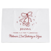 Casino Dice Bow Custom Name Vegas Birthday Party ラージペーパーバッグ (正面)