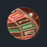 Casino Gambling Roulette Wheel Vintage Retro Style 缶バッジ<br><div class="desc">A close up image of a gaming casino roulette wheel with large numbers. The colors are reminiscent of retro designs from the fifties and the  numbers have a faded vintage look to them.</div>
