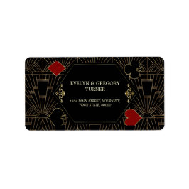 Casino Gold Black Gatsby 1920s Gambling Wedding ラベル