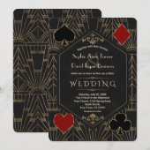 Casino Gold Black Gatsby 1920s Gambling Wedding 招待状 (正面/裏面)