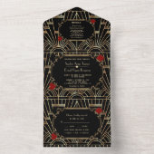 Casino Gold Black Gatsby 20s Art Deco Wedding   オールインワン招待状 (内側)
