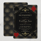Casino Gold Black Gatsby 20s Bachelor Party 招待状 (正面/裏面)